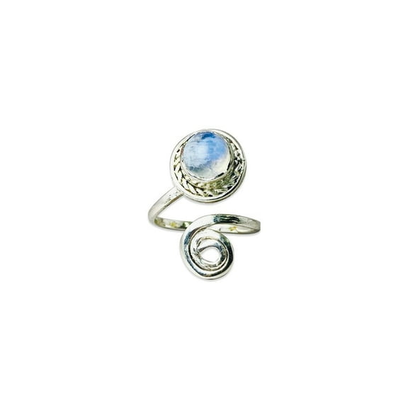 Heaven Crafts Moonstone Ring Sterling Silver 925 Spiral Minimalist Ring Gift For Her