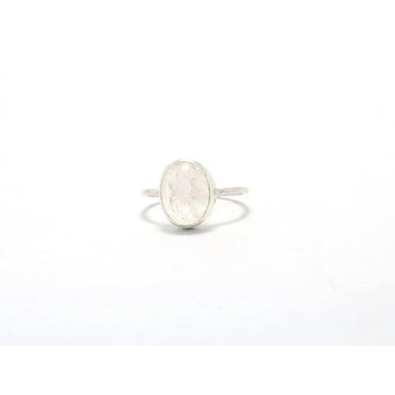 Heaven Crafts Natural Clear Crystal Quartz Ring 925 Sterling Silver Dainty Crystal Jewelry Birthday Gift Item