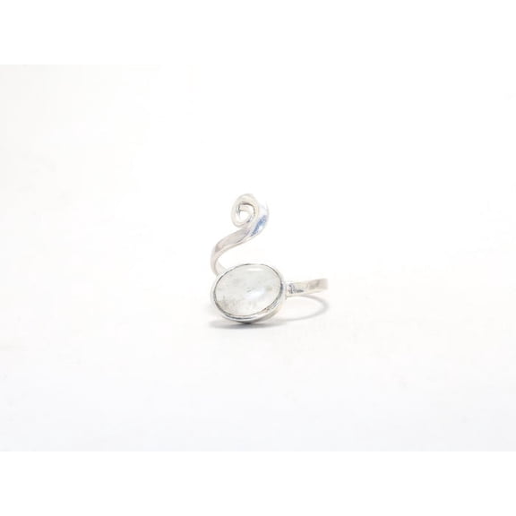 Heaven Crafts Natural Crystal Quartz Ring Sterling Silver 925 April Birthstone Adjustable Ring Cocktail Jewelry Ring For Her