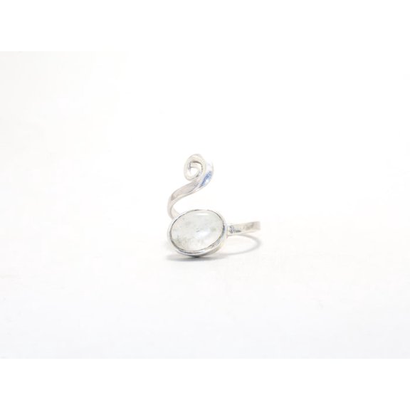 Heaven Crafts Natural Crystal Quartz Ring Sterling Silver 925 April Birthstone Adjustable Ring Cocktail Jewelry Ring For Her