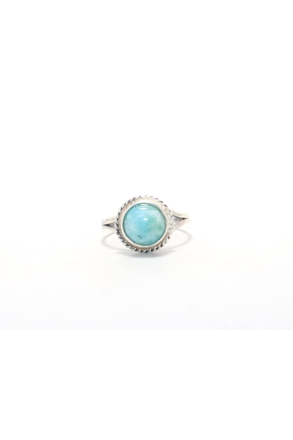Natural Larimar Silver Ring Everyday Jewelry Bridesmaid Ring Gift Idea 925 Sterling Silver Handmade
