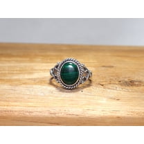 Heaven Crafts Natural Malachite Ring 925 Sterling Silver Oval Gemstone Handmade Jewelry Boho Gift For Her