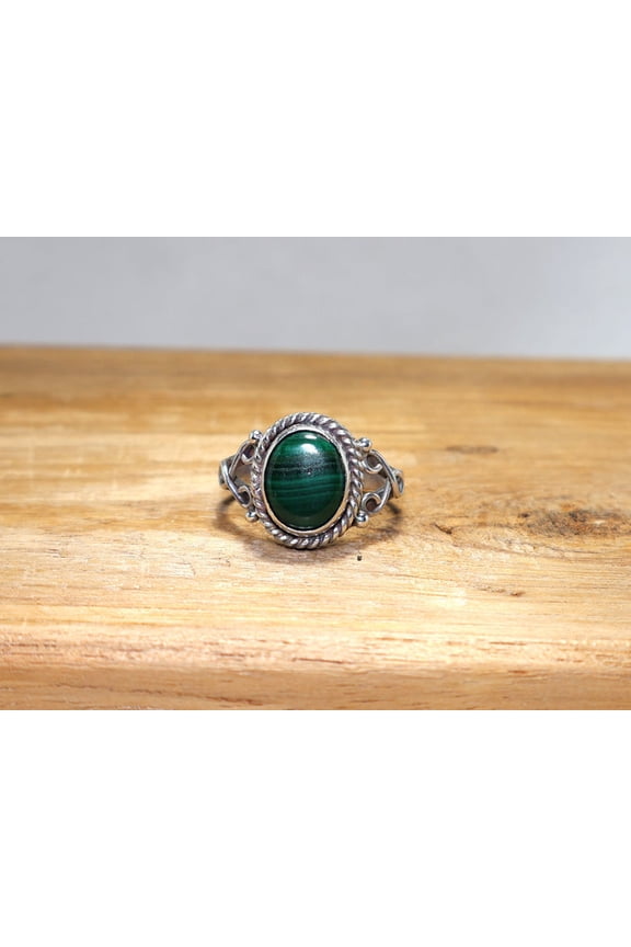 Natural Malachite Ring 925 Sterling Silver Oval Gemstone Handmade Jewelry Boho Gift For Her