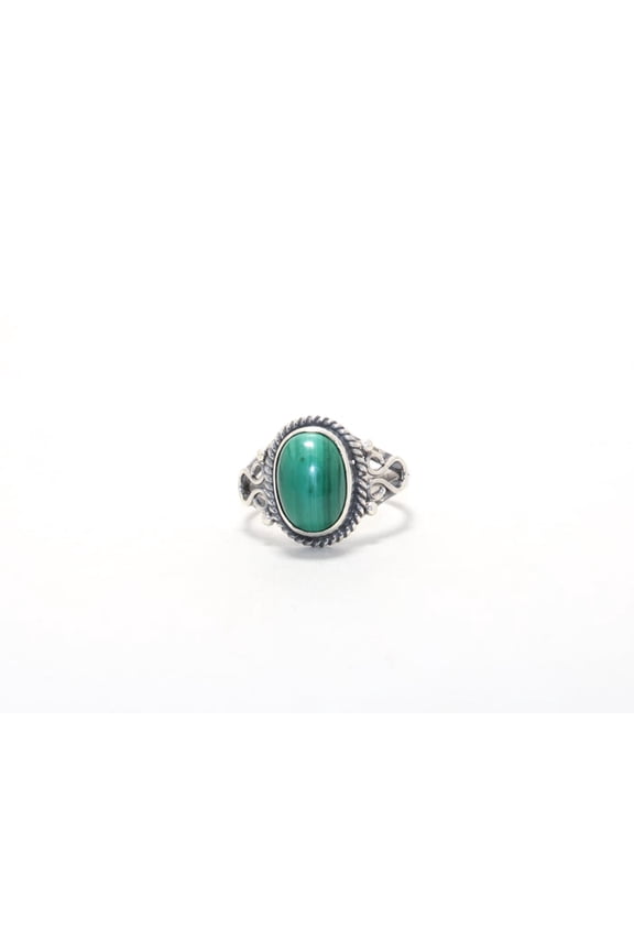 Oval Malachite Ring 925 Sterling Silver Green Stone Bohemian Jewelry Gift For Everyone Women Ring