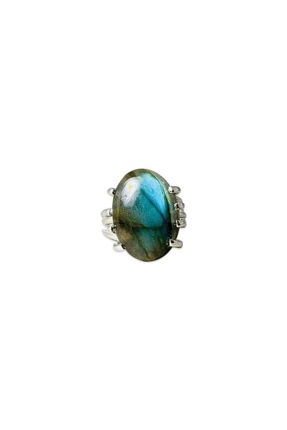Oval Shape Labradorite Ring 925 Sterling Silver Handmade Statement Gift For Her
