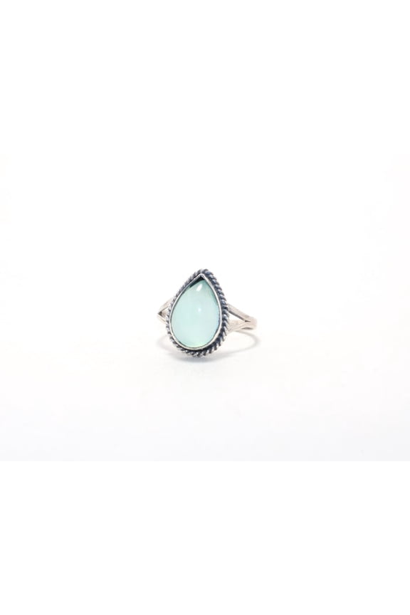 Pear Shape Aqua Chalcedony Ring 925 Sterling Silver Dainty Gemstone Ring For Women Gift idea