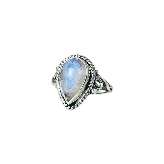 Heaven Crafts Pear Shape Moonstone Ring Sterling Silver 925 Promise Dainty Ring Gift For Her