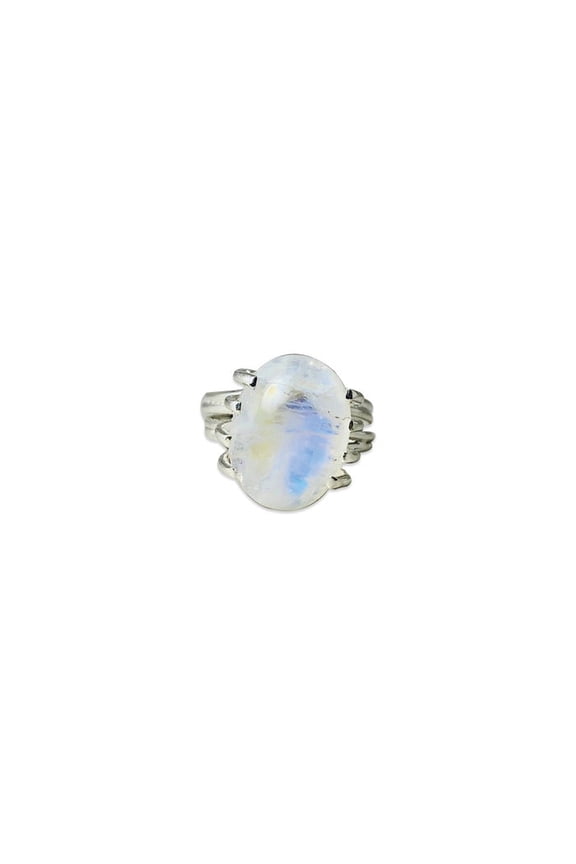 Rainbow Moonstone Ring 925 Sterling Silver Handmade Boho Oval Gemstone Gift Item