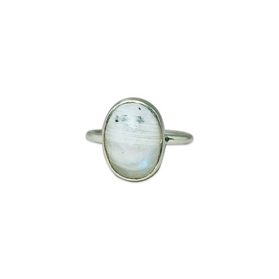Heaven Crafts Rainbow Moonstone Ring 925 Sterling silver Oval Shape Gemstone Gift For Her