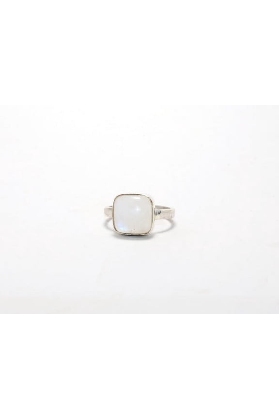 Rainbow Moonstone Ring Blue Fire Gemstone Boho jewelry 925 Sterling Silver Gift for Her