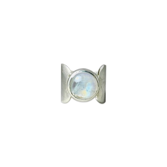 Heaven Crafts Rainbow Moonstone Silver Band Ring 925 Sterling Silver Handmade Gift For Her
