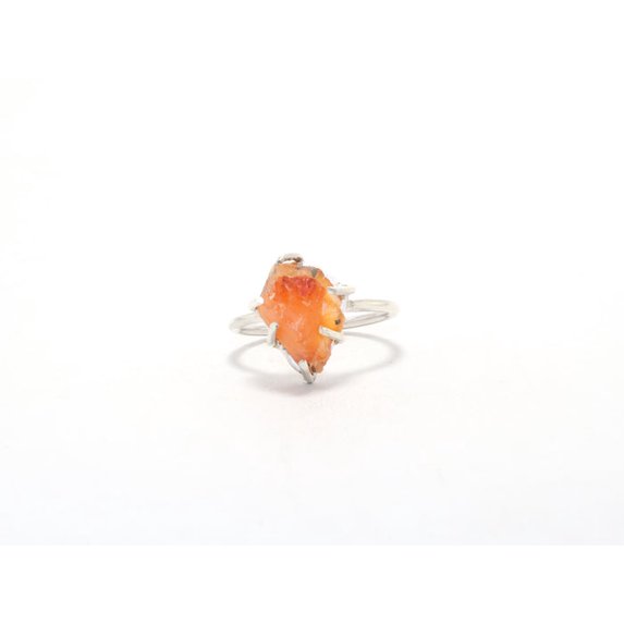 Heaven Crafts Raw Carnelian Ring Marquise Shape Gemstone Rough Stone Jewelry 925 Sterling Silver Gift For Her & Mom