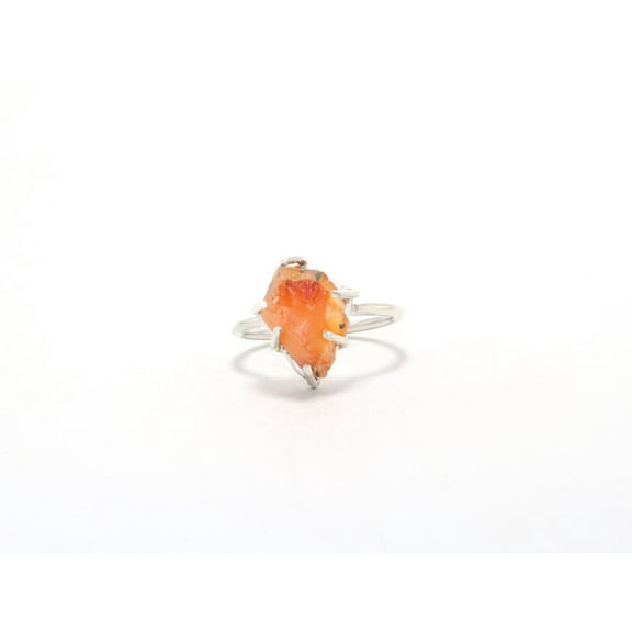 Heaven Crafts Raw Carnelian Ring Marquise Shape Gemstone Rough Stone Jewelry 925 Sterling Silver Gift For Her & Mom
