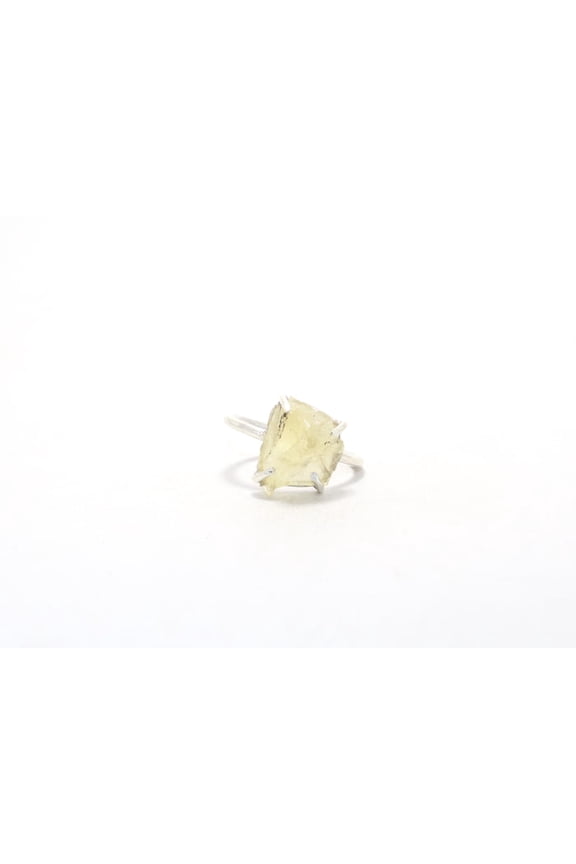 Raw Lemon Quartz Ring 925 Sterling Silver Handmade Designer Birthstone Stacking Ring For Women