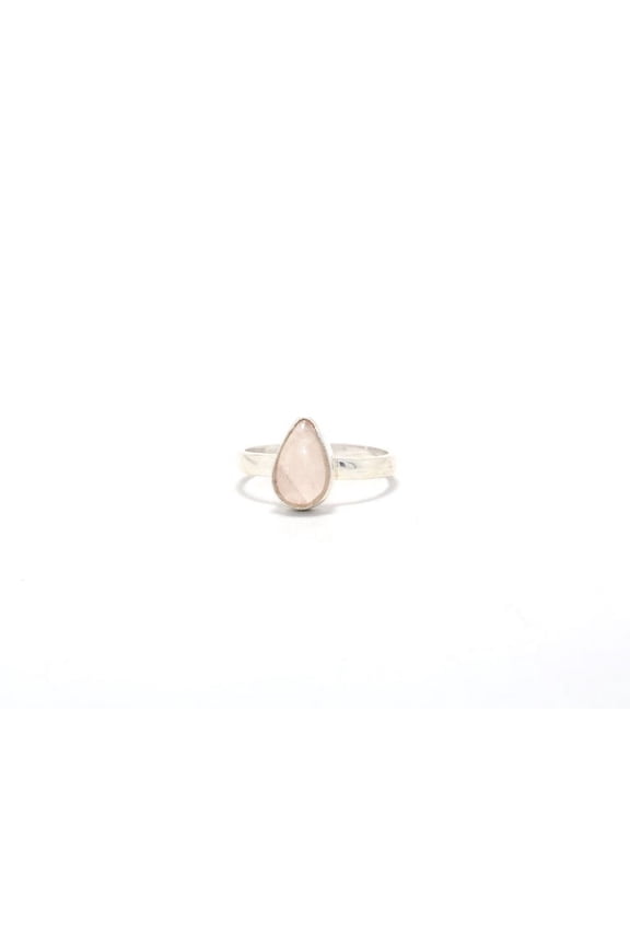 Rose Quartz Ring January Birthstone Handmade Jewelry Crystal Ring 925 Sterling Silver