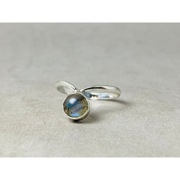 Heaven Crafts Round Labradorite Ring Sterling Silver 925 Boho Dainty Jewelry Ring For Women