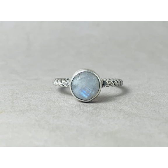 Heaven Crafts Round Moonstone Ring 925 Sterling Silver June Birthstone Gift For Her