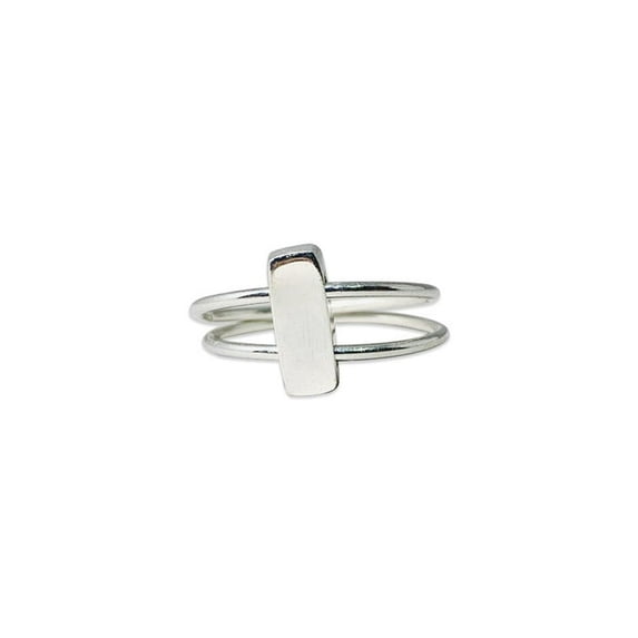 Heaven Crafts Single Bar Double Band Ring 925 Sterling Silver Handmade Statement Ring For Women