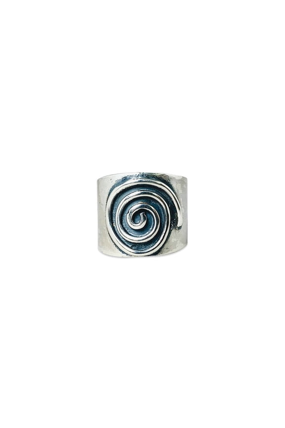 Spiral Ring Sterling Silver 925 Chunky Wide Band Ring For Women