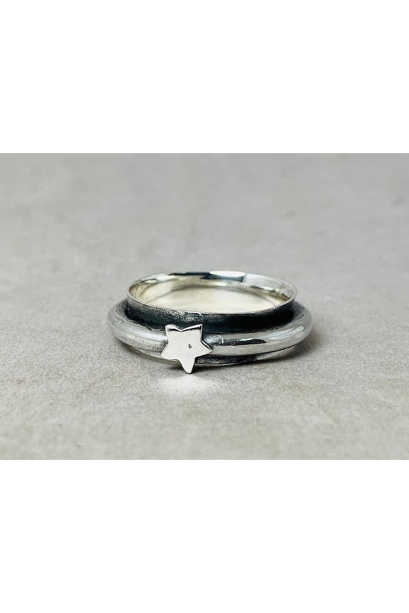 Star Spinner Ring 925 Sterling Silver Handmade Fidget Meditation Ring Gift For Her