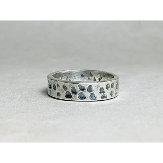 Heaven Crafts Sterling Silver 925 Hammered Band Ring Handmade Statement Ring For Women