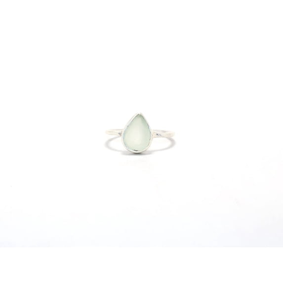 Heaven Crafts Teardrop Aqua Chalcedony Ring 925 Sterling Silver Handmade Boho & Hippie Ring Cocktail Ring Women Jewelry
