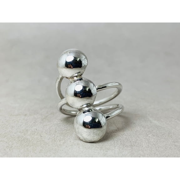Heaven Crafts Triple Ball Ring 925 Sterling Silver Handmade Silver Ball Gift For Her
