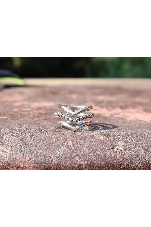 Triple Band Ring 925 Sterling Silver Handmade Band Unique Ring Gift Ring For Her