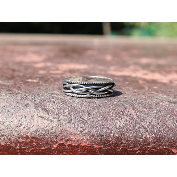 Heaven Crafts Twisted Band Ring 925 Solid Sterling Silver Ring Handmade Unique Ring Statement Band Ring