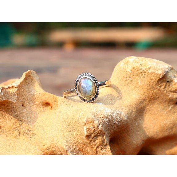 Heaven Crafts Unique Genuine Labradorite Ring Solid 925 Sterling Silver Handmade Jewelry Boho Ring For Women