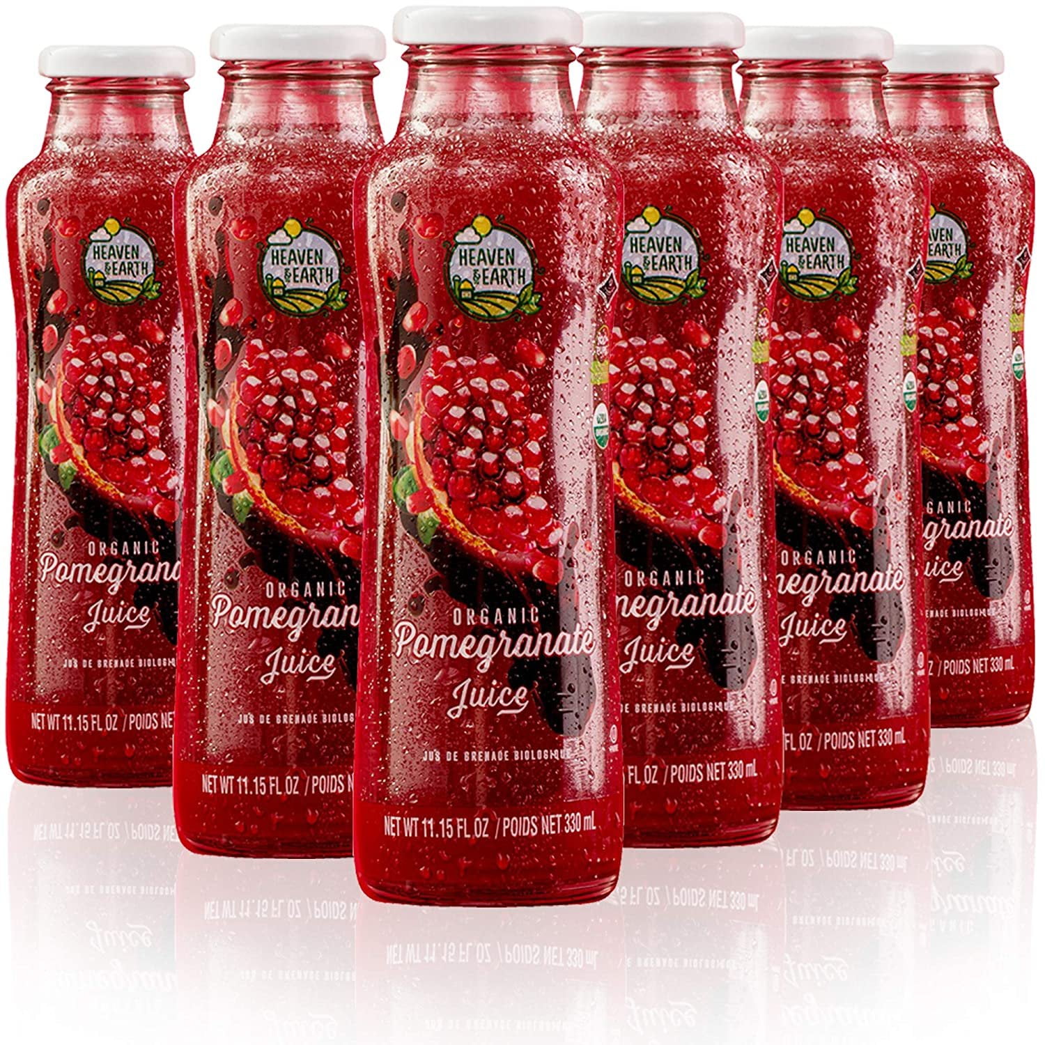 Heaven & Earth Organic Pomegranate Juice, 100 Pure, Cold Pressed, Non GMO, No Sugar, 11.15oz 6