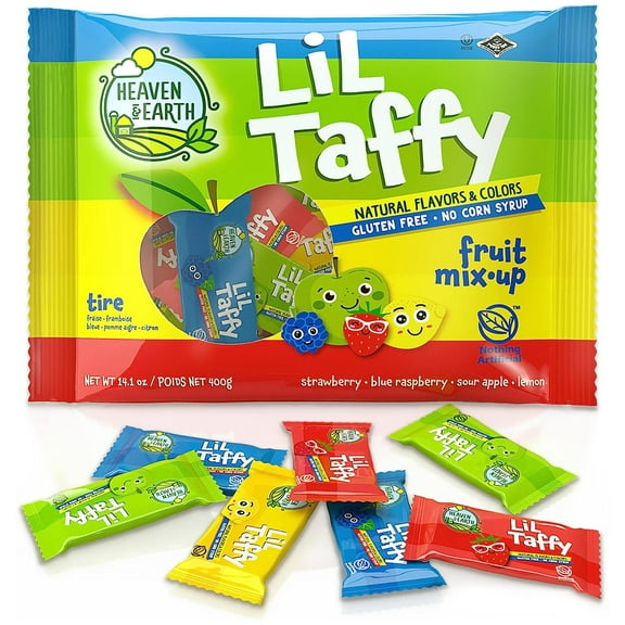 Heaven & Earth Lil Taffy Fruit Mix (Approx. 40 Count) | Made with Natural Colors & Flavors, No High Fructose Corn Syrup, Gluten Free, Nothing Artificial, Kosher, Wonderfully Delicious!