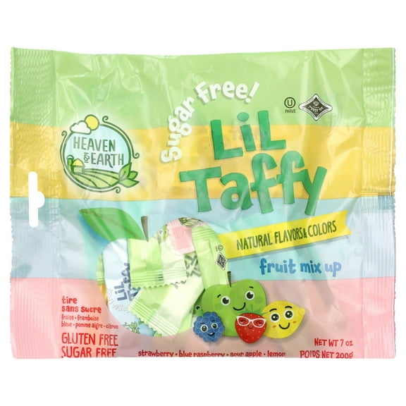 Heaven & Earth Sugar Free Lil Taffy Fruit Mix (Approx. 20 Count) | Made with Natural Colors & Flavors, No High Fructose Corn Syrup, Gluten Free, Nothing Artificial, Kosher, Wonderfully Delicious!