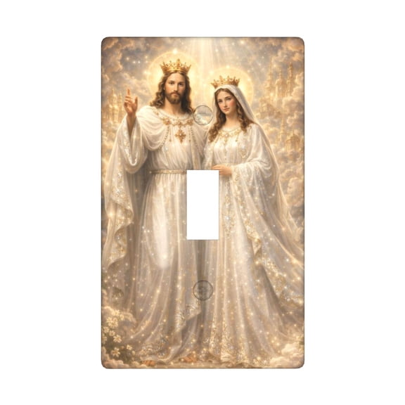 Heaven Golden Castle Faith Jesus Mary Single Toggle Light Switch Plate, 1 Gang Outlet Cover