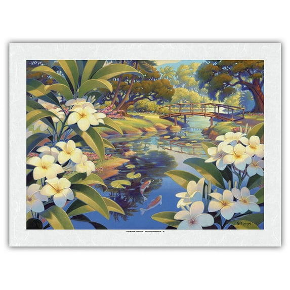 Heaven Scent - Kapiolani Park - Oahu Hawaii - Vintage Hawaiian Travel Poster by Kerne Erickson - Japanese Unryu Rice Paper Art Print 24 x 32 in