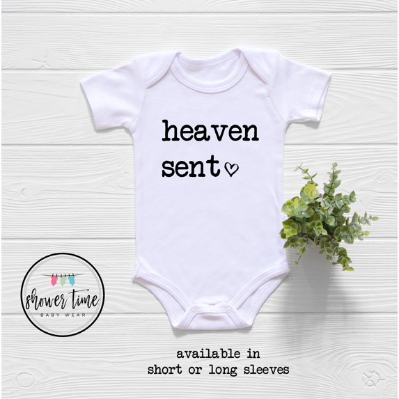 Heaven Sent Baby Onesie - Ivf Baby - Rainbow Baby Onesie - Natural Religious Onesie Cool Baby Clothing, BABY BODYSUIT LAT 4424