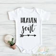 thumbnail image 1 of Heaven Sent Organic Cotton Baby Bodysuit, Gender Neutral Baby Gift, Cute Gender Neutral Outfit, Rainbow Baby Outfit, Ivf Pregnancy Reveal Cute And Cool Baby Bodysuit, Baby Bodysuit Lat 4424, 1 of 3