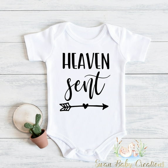 Heaven Sent Organic Cotton Baby Bodysuit, Gender Neutral Baby Gift, Cute Gender Neutral Outfit, Rainbow Baby Outfit, Ivf Pregnancy Reveal Cute And Cool Baby Bodysuit, Baby Bodysuit Lat 4424
