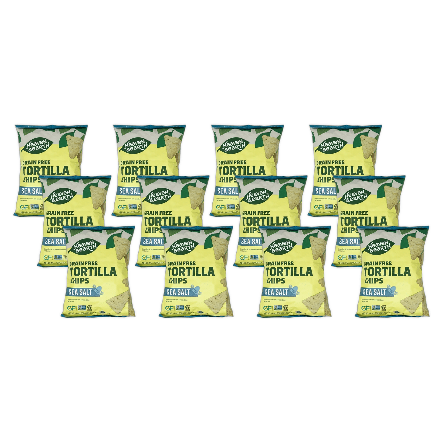 (12 Pack) Heaven And Earth Sea Salt Tortilla Chips 4.5 Oz