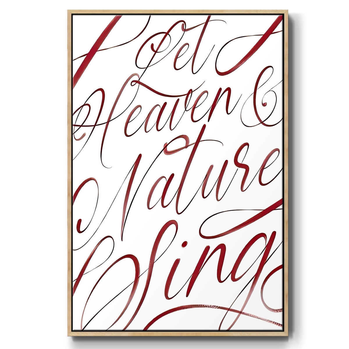 Heaven and Nature - Framed Gallery Wrapped Holiday Canvas - 25 x 37 - Natural Wood Frame