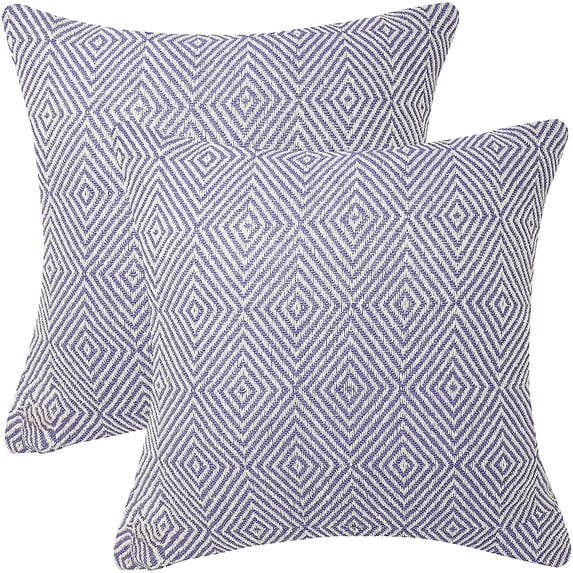 Heavenera Set of 2 18X18 inch Farmhouse Decorative Throw Pillow Covers Classical Woven Cushion Covers (Purple, 2pcs)