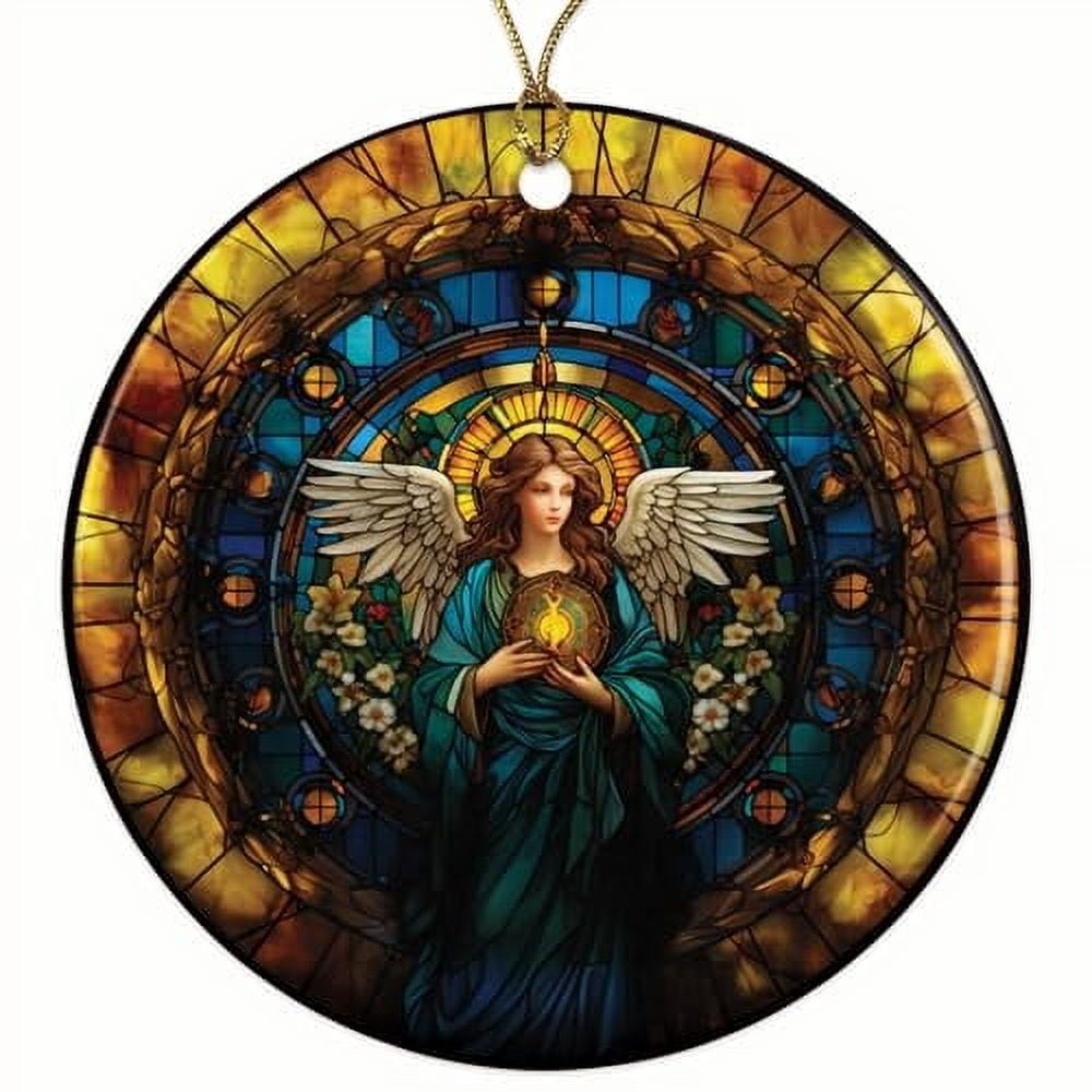 Heavenly Angel Art in Stained Glass Christmas Ornament - Festive ...