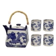 thumbnail image 1 of Heavenly Blue Oriental Ryu Dragon King Hexagonal Teapot With 4 Tea Cups Set, 1 of 10