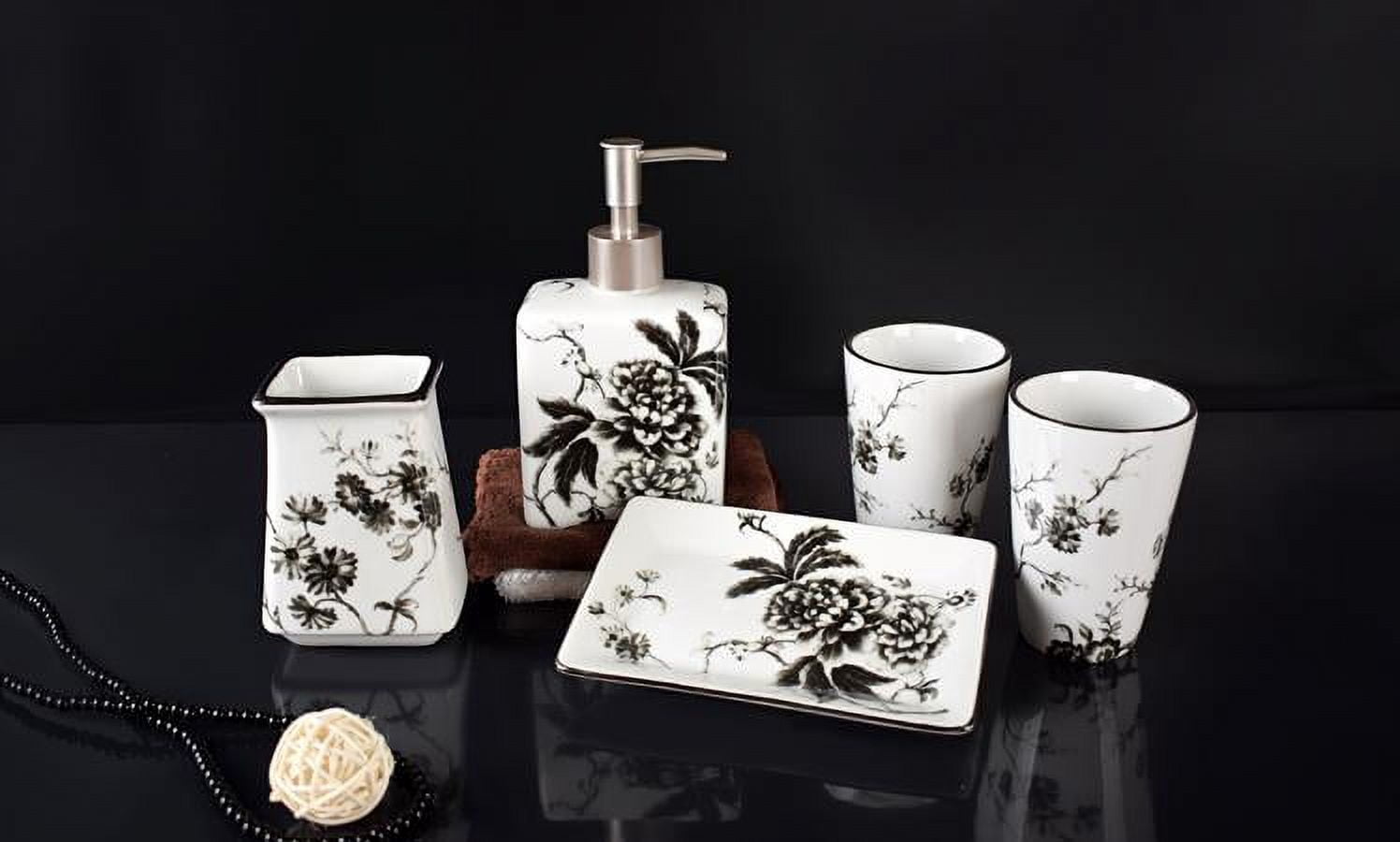 Heavenly Designs Watson Bathroom Accessories - Black and White Ceramic ...