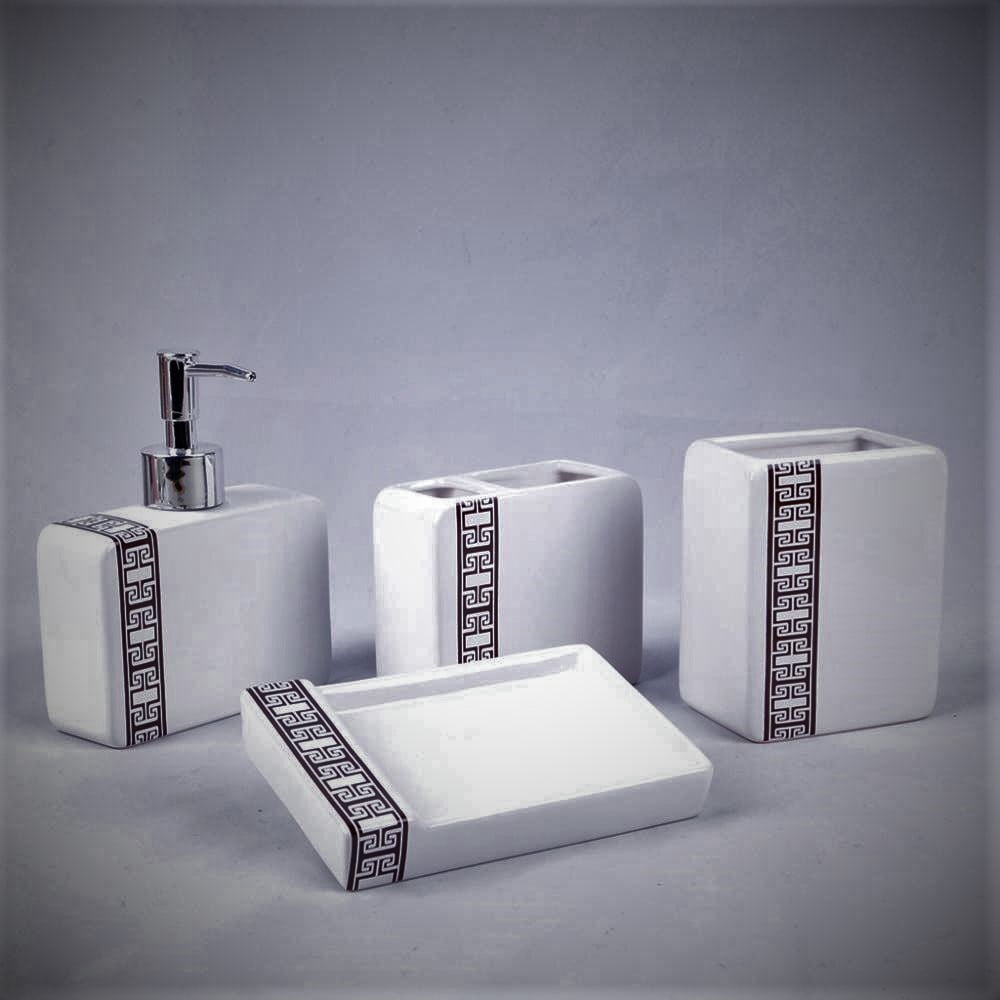 Heavenly Designs Watson Bathroom Accessories - Black and White Ceramic ...