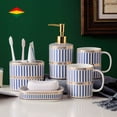 thumbnail image 1 of Heavenly Designs Watson Bathroom Accessories - Blue and White Porcelain Set - Adult, 1 of 5