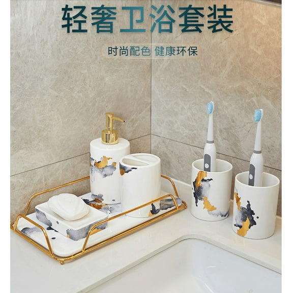 Heavenly Designs Watson Bathroom Accessories - Gray Porcelain Bathroom Accessory Set - Adult