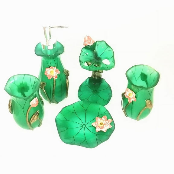 Heavenly Designs Watson Bathroom Accessories - Green Resin Bathroom Accessory Set