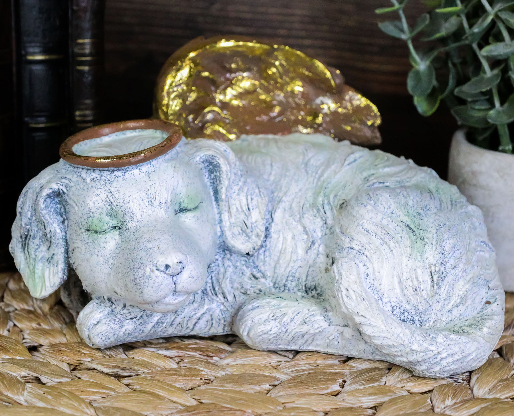 Heavenly Halo Angel Dog Urn Statue 8"L Pet Memorial All Dogs Go To Heaven
