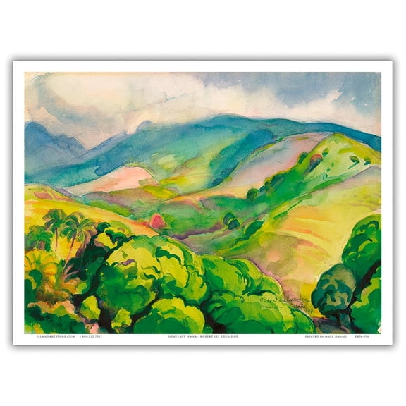 Heavenly Hana - Maui Hawai’i - From an Original Watercolor Painting by Robert Lee Ederidge - Master Art Print (Unframed) 9in x 12in